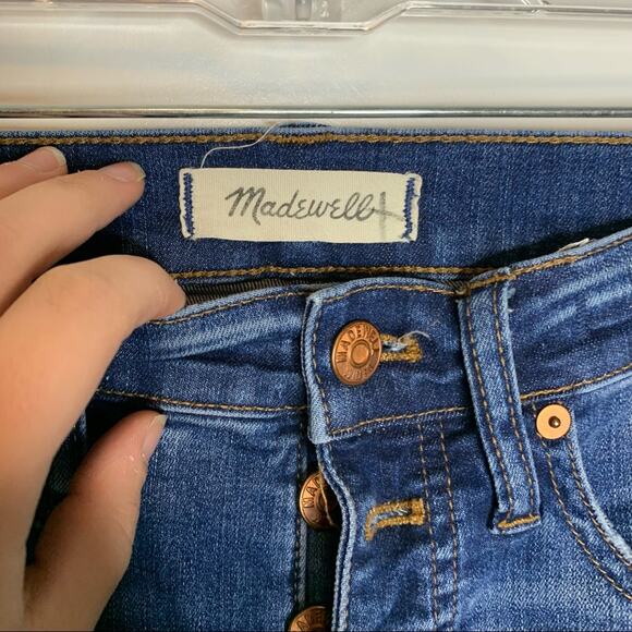 Madewell High Rise Button Fly Skinny Released Hem Distressed Jeans Size 25 - Picture 3 of 11